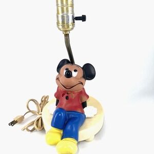 Table Night Light Lamp Mickey Mouse Child Nursery 1980s Walt Disney VTG No Shade